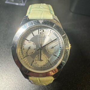 Casio Silver Dial with Green Strap Men's Watch